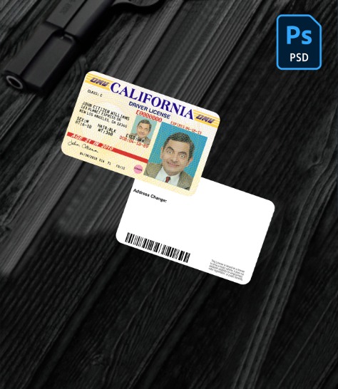 USA California driving license version 3 PSD